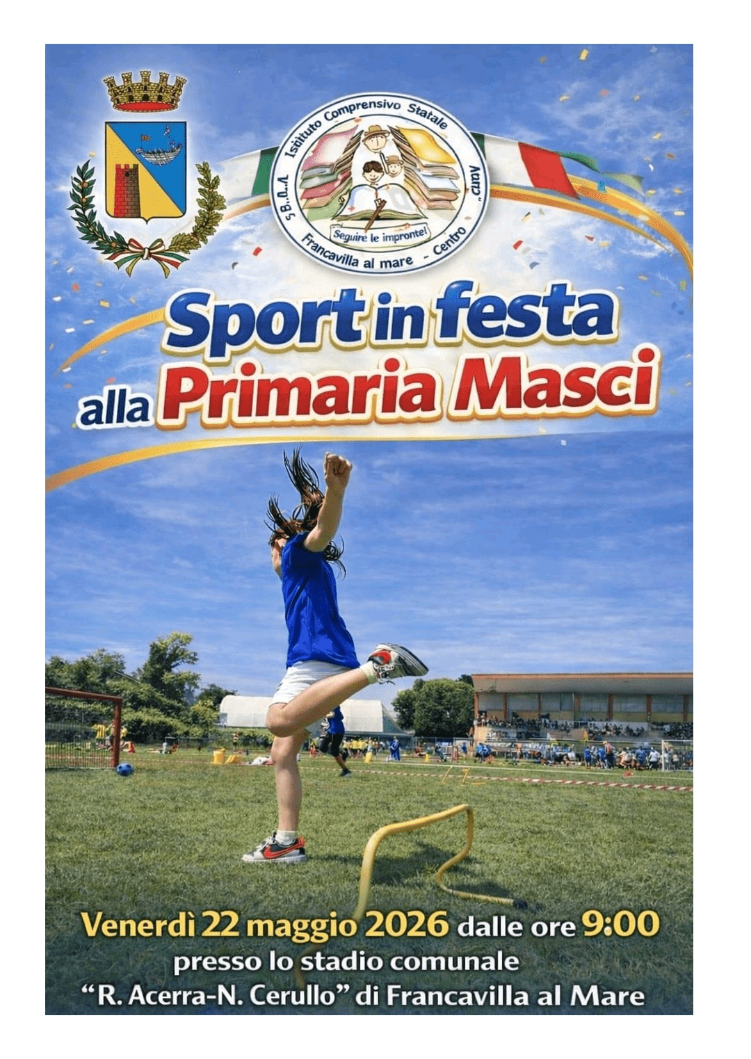 Invito manifestazione “Sport in festa alla scuola primaria Masci”- 22 maggio 2026 (03 giugno 2026 in caso di condizioni metereologiche avverse)
